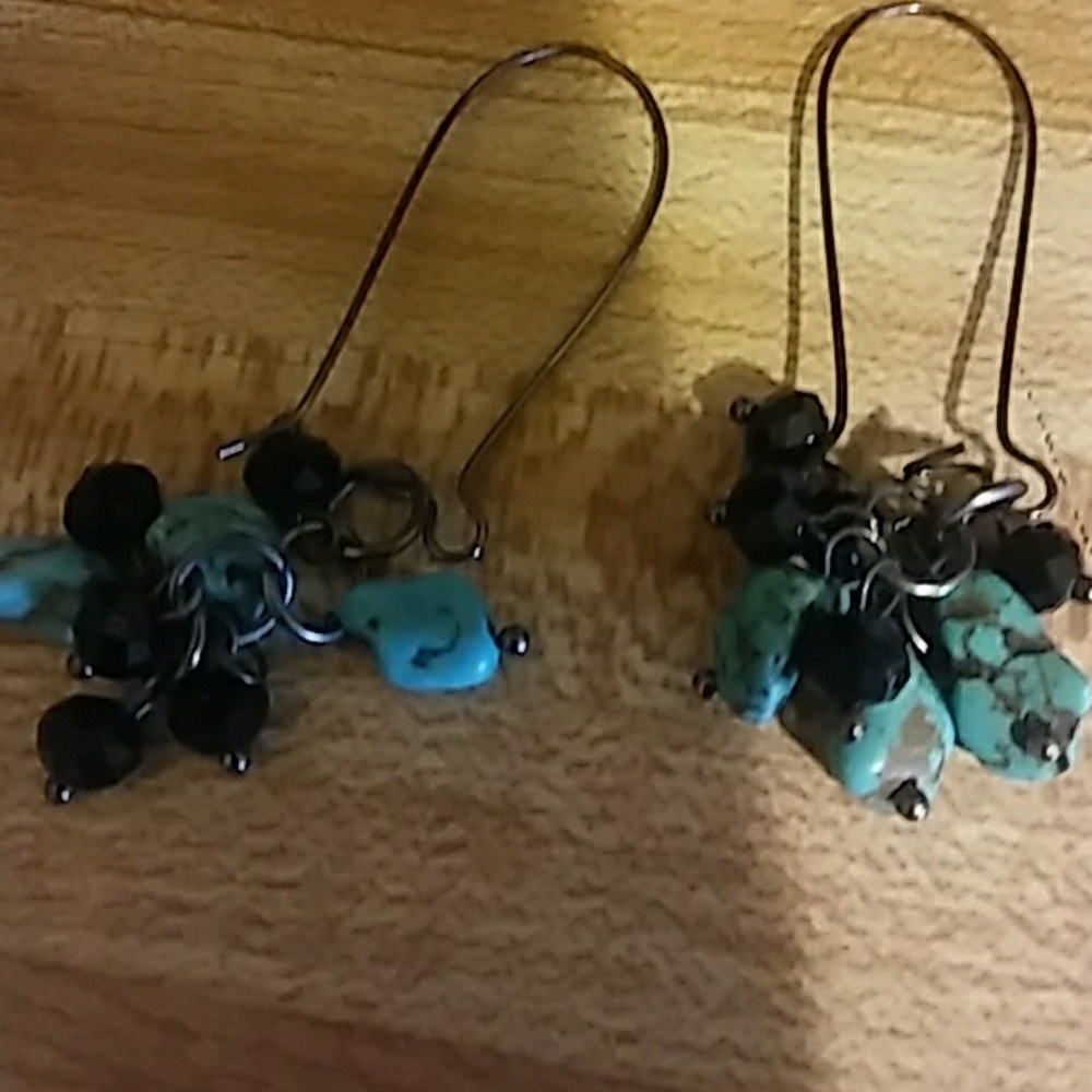 Turquoise and onyx earrings